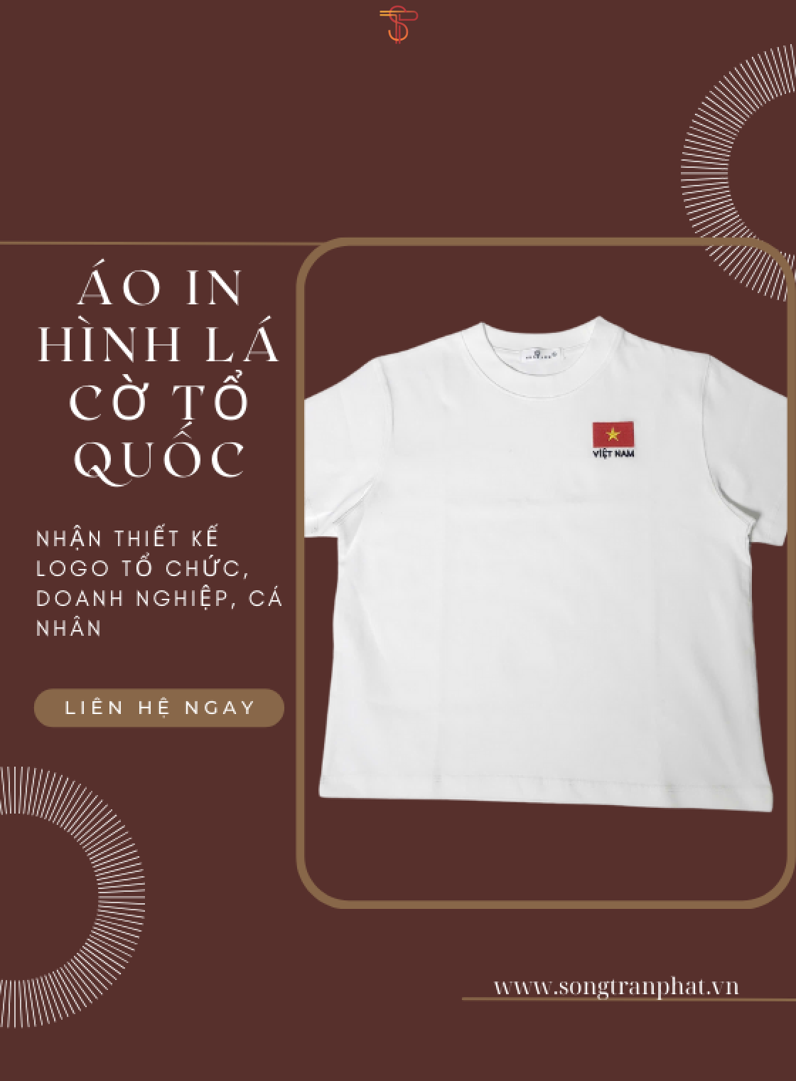 Áo baby tee thêu hình lá cờ tổ quốc 