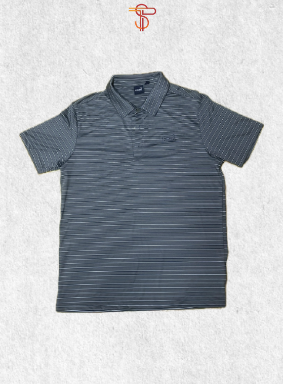 A men’s polo shirt made from smooth, breathable fabric.